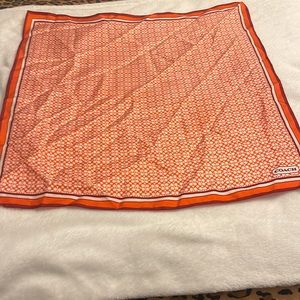 Coach signature print scarf in orange and white